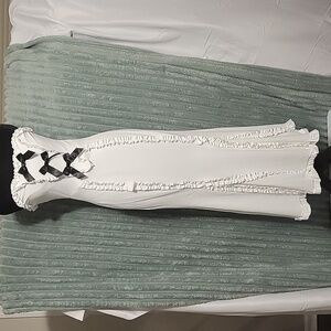 Zesica White Dress with Ruffle Details